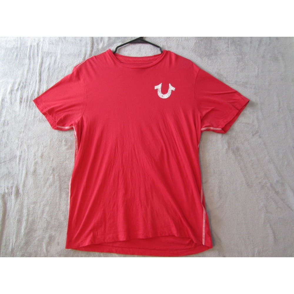 True Religion Shirt Mens XL Red Graphic Horseshoe Logo Short Sleeve T-Shirt
